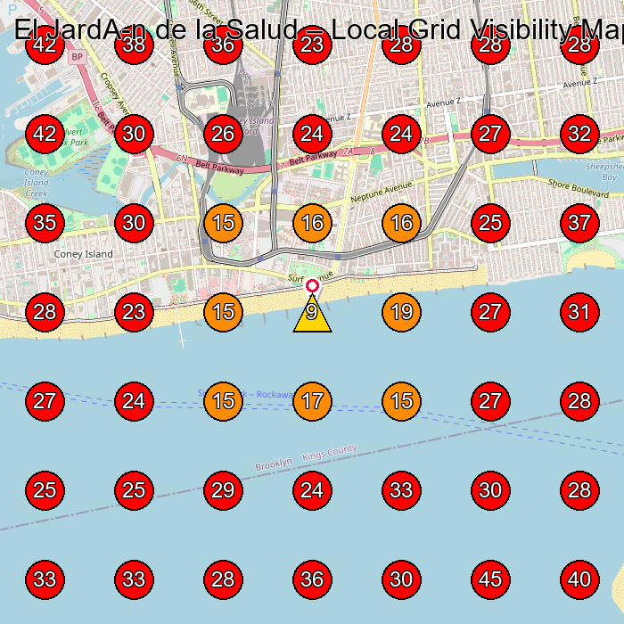 El JardA­n de la Salud GeoGrid visibility map for Physical Therapy Clinic in Brooklyn